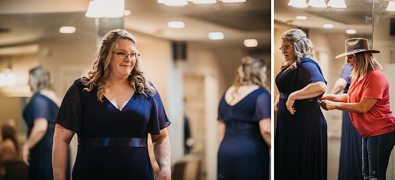 Bride standing in the Bridal Suite for her Crescent Hotel wedding