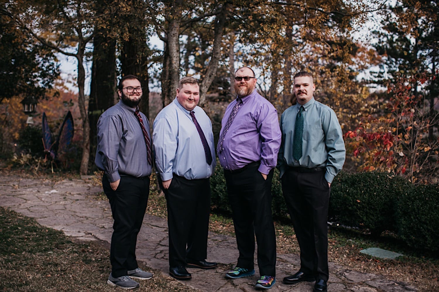 Groom standing with groomsmen at Crescent Hotel wedding