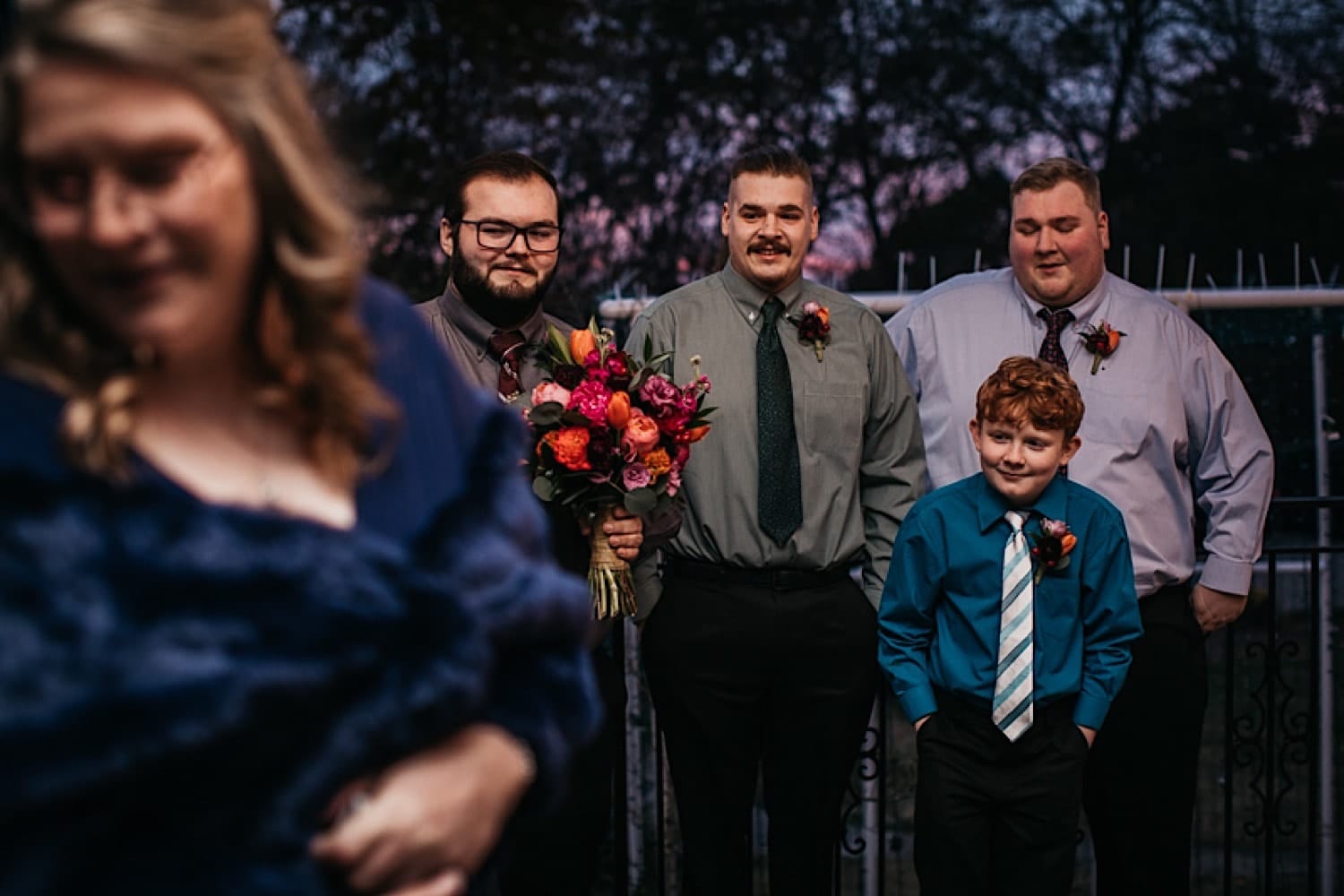 Groomsmen watching wedding