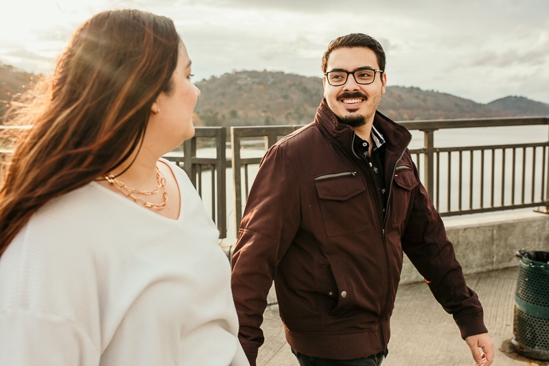 Guy looking at his girlfriend