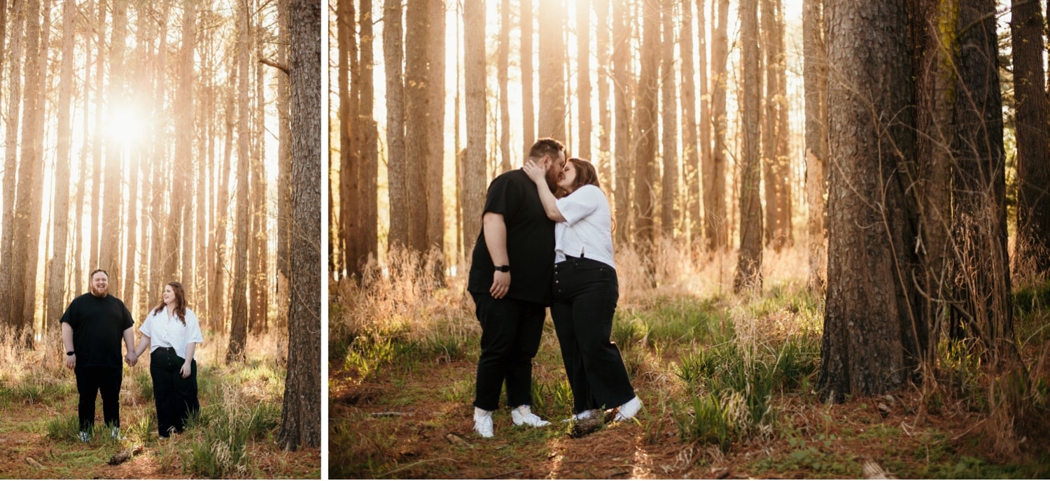 couple-kissing-summer-engagement-session-at-two-rivers-park